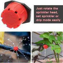 Juego de cabezales de riego ajustables con gorro rojo, fabricado en plástico duradero de alta calidad, equipado con cabezales antigoteo, adecuado para producción agrícola, céspedes, horticultura doméstica, terrazas, patios y enfriamiento de techos - Kit de riego - Ver 7