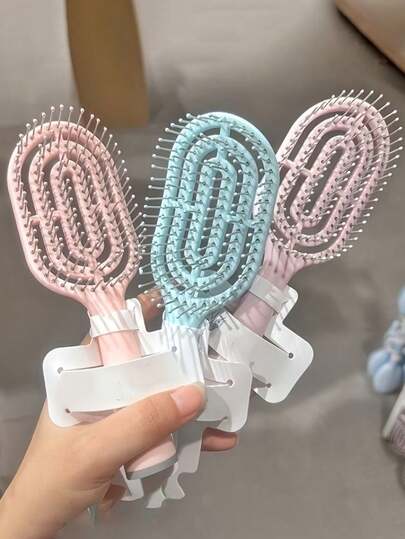 1个迷你通风梳，男女通用，长发气垫梳，气垫按摩经络，卷发居家便携式，高梳冠，迷你小巧，方便携带，轻便小巧，适合居家和旅行