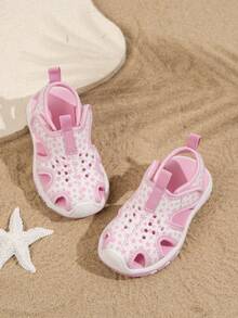 婴儿超轻防滑耐磨软底沙滩魔术贴运动校园凉鞋 - 粉色 - 查看 2