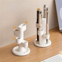 1/3pcs 360° Rotating White Desktop Pencil And Pen Holder, Desktop Organizer And Storage For Office, Multi-Functional Storage Rack For Makeup Brushes, Toothbrushes, Ballpoint Pens, Pencils, Hair Accessories, Hair Ties, Back To School, Home Use - Sets - View 5