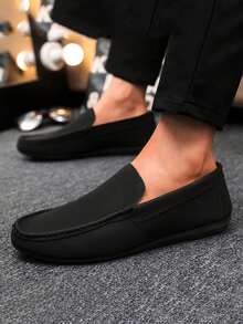 Mocassins Masculinos, Mocassins, Sapatos Náuticos Casuais Slip-On, Sapatos Folgados, Sapatos de Couro, Sapatos de Lona com Sola Macia, Sapatos Planos, Sapatos Formais Pretos (Pequeno e Estreito, Favor Pedir um Tamanho Acima) - Preto - Visão 3