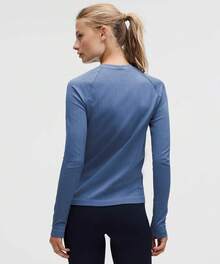 Lululemon Rest Less Variegated Ribbed Pullover Women's Clothes Long Sleeve Shirts - Rib Brilliant Blue - View 3