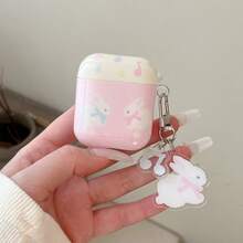 Bộ 2 ốp tai nghe in hình thỏ, ốp tai nghe có mặt dây chuyền hình nơ, ốp bảo vệ tai nghe chống rơi IMD phù hợp với 1/2/3/4/Pro - Hồng - Xem 12
