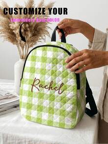 Customized Embroidered Rhombus Backpack, Personalized College Backpack, Travel Backpack, School Backpack, Laptop Bag, Customized Backpack, Casual & Fashionable - Multicolor - View 7