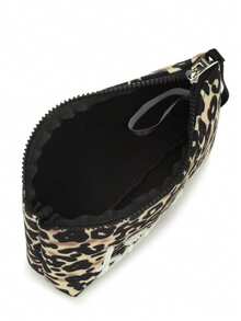 Túi đựng mỹ phẩm, điện thoại, ví đựng tiền xu, túi xách tay, ví cầm tay kiểu dáng tối giản họa tiết da báo thời trang châu Âu và Mỹ, có khóa kéo và thêu chữ. - Nhiều màu - Xem 7