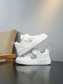 青少年白色运动鞋，休闲校园鞋，学生活动白色鞋，适合所有季节 - 白色 - 查看 3