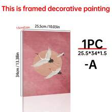 1 Piece Pink Crane Art Poster (Framed/Unframed), Boho Style Birds And Flowers, Abstract Canvas Painting, Wall Art Decor, Ideal Gift For Dorm, Apartment, Living Room, Office, Bedroom And Home Decoration - Multicolor - View 12