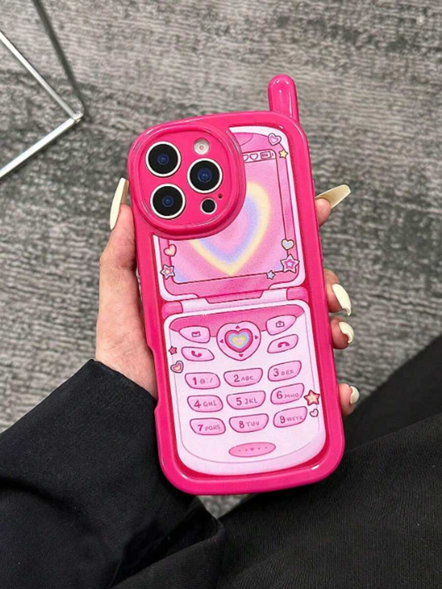 1pc Fashionable Heart-Shaped Phone Case, Glossy Finish, Compatible With IPhone 17pro/17/17promax16/11/16pro/16plus/16promax/15Promax/13/14/12, Soft Silicone Anti-Drop Protective Cover - Multicolor - View 1