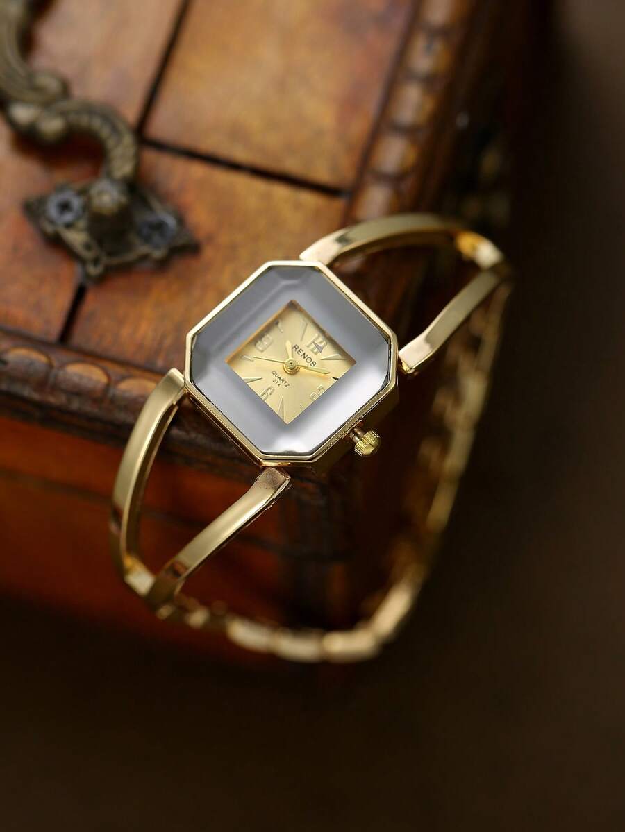 Golden Square Women's Quartz Watch Is Fashionable Exquisite And Elegant Suitable For Daily Wear Gifts Casual Gatherings - Gold - View 1