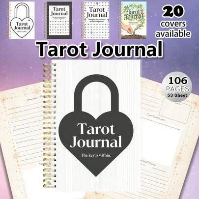 A5 Spiral Bound Tarot Journal - 106 Pages With Card Spread Lists, Moon Phase Tracker, Mystical Insights And Spiritual Growth Notes
