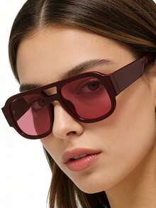 1 chiếc kính thời trang nữ kiểu dáng retro vuông gọng đôi màu đỏ, phù hợp để đeo hàng ngày và chụp ảnh đường phố. - Nhiều màu - Xem 7