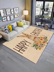 1 pièce Paillasson d'accueil de printemps/été Lapin de Pâques et œufs - Tapis de bain en coton 2D imprimé antidérapant doux avec un design de lapin coloré, convient pour la salle de bain, la cuisine, le salon - Tapis lavable - Idéal pour une maison de plage ou une décoration d'intérieur moderne - Tapis en coton tricoté carré avec une texture douce, assurant la et le confort - Convient pour diverses occasions et décorations d'intérieur - Multicolore - Voir 8