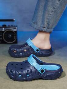 Men's Outdoor Sports Anti-Slip Quick-Drying Fashionable Breathable Sandals, Suitable For Teenagers, Water Sports, Beach, Hollow Design - Blue - View 2