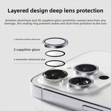 4pcs Rhinestone Lens Protector Stickers Compatible With Apple 17 Pro Max/16/15/14/13/12/11 Series, Anti-Scratch Anti-Drop, Ultra-Clear Pixel Camera Lens Protective Film - Silver - View 9