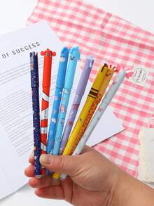 8 piezas Juego de bolígrafos borrables, estilos aleatorios, diseño fijo, artículos de oficina, herramientas de escritura, recargables, punta de 0.5 mm, nuevo diseño, regalo de vacaciones y cumpleaños - Conjuntos - Ver 2
