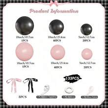Pink & Black Balloon Arch Kit, Includes 18", 10", 5" Different Size Balloons And Bows, Suitable For Birthday, Wedding, Baby Shower, Bridal Shower And Other Party Decorations - Bow Theme - View 2