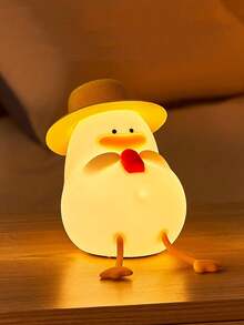 1pc Cute Duck Night Light, Pig Night Light, Pumpkin Night Light In Soft Silicone Animal Shapes, Portable Bedside Lamp, Adds Ambiance To Any Room, Suitable For Bedroom Or Living Room, Also A Fun Home Decoration [Large/Small: Constant Light | USB Version: Touch Dimming & 30-Minute Timer] - 彩色 - 查看 12