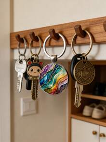 1个便携式大理石纹折叠钱包挂钩/衣架，女士背包挂钩/衣架，学生礼物 - 彩色 - 查看 3