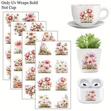 32pcs Spring Floral Theme UV Transfer Stickers - Suitable For DIY, Mugs, Laptops And Water Bottles, Self-Adhesive Plastic Stickers, Mug Decor, Laptop Stickers, Holiday Decorations, Vacation Pattern Design, Bicycle Stickers And Decals - Multicolor - View 8