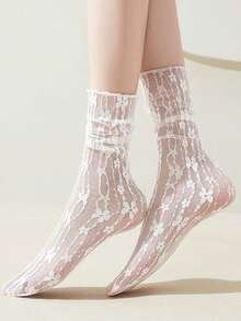 chuanwa（2） 1/5/10 Pairs Ladies Summer Fashion Sheer Lace Socks Cute Lolita Design Soft Sexy Comfortable Breathable Socks - Multicolor - View 11
