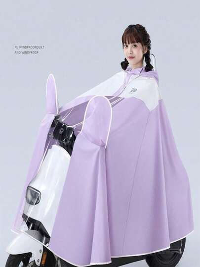 Plus Size & Thickened Raincoat, Motorcycle Electric Bike Rain Poncho, New Design Single Adult Men & Women Face Protection Riding Rainwear