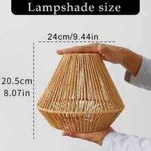 1 Peça Cúpula de Luminária Estilo Boêmio Trançada em Vime, Cúpula de Luminária Pendente Vintage. Design Trançado à Mão em Vime e Corda, Adequado para Sala de Estar, Ilha de Cozinha e Decoração de Café. Ótimo para Temas de Halloween, Natal e Outono. (Apenas a Cúpula da Luminária, Lâmpada e Fiação Não Incluídas) - Multicolorido - Visão 11