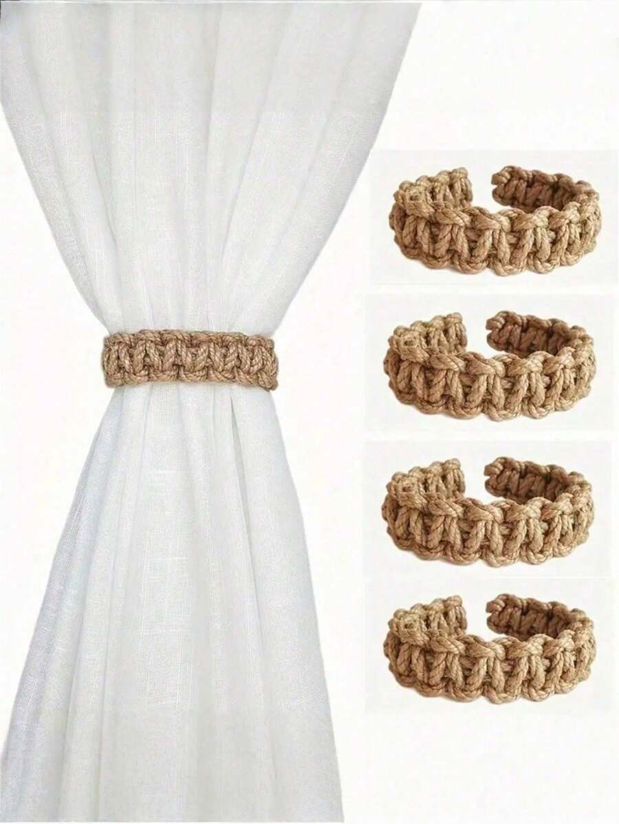 Curtain Tie Backs, Curtain Rope Braided Curtain Clips Curtain Holders Suitable For Bedroom Living Room Home Decor - Brown - View 1