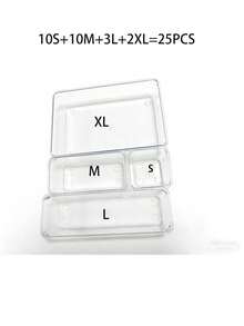 7/16/25 件套透明抽屉收纳盒套装，多功能塑料储物盒，浴室梳妆台抽屉收纳托盘，储物托盘，适用于化妆品、珠宝、卧室、办公室收纳盒 - 無色 - 查看 10