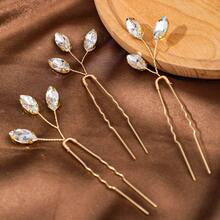 3件套简约水晶手工发夹，新娘婚礼头饰 - 彩色 - 查看 11