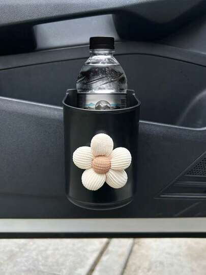 1个花卉图案收纳盒，车载垃圾桶整理盒，大容量收纳配件