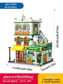 Bộ xếp hình mini cao cấp 998 mảnh, đồ chơi giảm căng thẳng và lo âu cho người lớn, bộ trò chơi thú vị dành cho người lớn, trò chơi ghép hình phong cảnh thành phố sáng tạo, món quà sinh nhật hoàn hảo, mô hình khách sạn sân vườn tinh tế (kèm sticker). - Nhiều màu - Xem 5