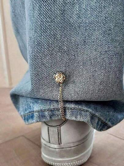 花卉图案T恤夹，短袖固定扣，可调节扣环，T恤和裤子下摆缩短工具