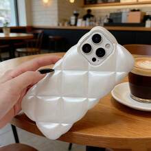 1pc White Rhombus Thickened Creative Phone Case Suitable For IPhone 11, 13, 14, 14 Pro, 15, 15 Pro Max, 16, 16 Pro Max, 17, 17 Pro, 17 Pro Max - White - View 2