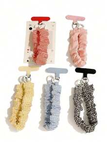 1 Ins Style Elastic Rope Plaid Phone Lanyard Super Nice Girl Key Chain Pendant Wrist Anti-Lost Ccd Female - Multicolor - View 1