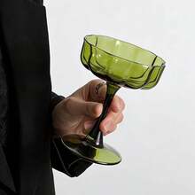 1 Peça Copo de Suco de Vidro com Formato de Pétalas Verde Lótus Vintage Elegante e de Alto Valor, Copo de Bebida, Adequado para Chá de Café da Manhã e Brunch - Multicolorido - Visão 6
