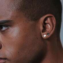 6件套304不锈钢扁平耳钉，男女通用假耳扩耳环，杠铃和圆形朋克风耳环，时尚百搭耳骨钉，饰品 - 彩色 - 查看 5