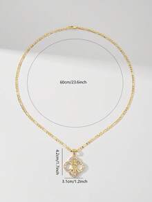 14K Gold Plated Anti-Oxidation Anti-Fading Four-Leaf Clover Virgin Mary And Judas Necklace, 60cm Figaro Chain Structure Sturdy And Smooth Adjustable, Delicate Four-Leaf Clover Outline, High-Definition Virgin Mary And Judas Image, Secure Zirconia Inlay. An Ideal Gift For Religious Friends, Girlfriends And Elders, Symbolizing Good Luck And Faith Memorial Value. - Judah - View 5