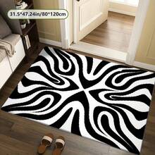 Black And White Patterned Entrance Balcony Area Rug, Soft And Luxurious Home Office Rug, Suitable For Indoor And Outdoor Use, Living Room, Bedroom, Kitchen, Farmhouse And Camping Decor, Machine Washable, Available In Various Sizes - 簡約款 - 查看 11