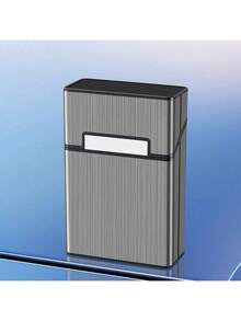 1pc Aluminum Alloy Brushed Metal Cigarette Case, Men's 20-Cigarette Capacity Creative Portable Thick Cigarette Box, Suitable For Outdoor Carrying, Sharing And Gifting - Multicolor - View 10