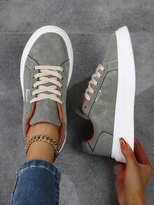 Giày thể thao nữ mới, giày thời trang nữ, giày casual đẹp, giày buộc dây nữ, giày trượt ván, giày sneaker nữ, giày đường phố cá tính dành cho nữ. - xanh quân đội - Xem 3