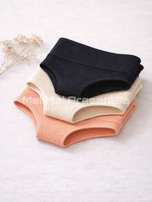 Set Of 5 Women's Basic Ribbed Panties For Everyday Comfort - Assorted Colors - 彩色 - 查看 5