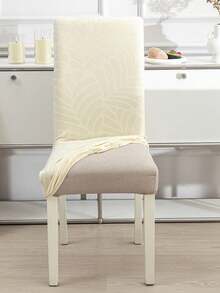 TIANWOWO Bộ 1/4 tấm bọc ghế co giãn dày dặn, chất liệu nhung dập nổi, dùng cho bàn ăn gia đình. - Màu be - Xem 9