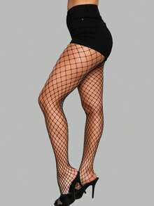 Ultra-Thin Transparent Fishnet Stockings, High Elasticity And Lift, Suitable For Medium To Large Sizes - Black - View 2