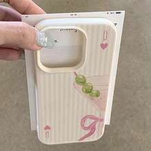 1个TPU材质粉色条纹蝴蝶结马提尼酒杯图案手机壳，适用于 17 Pro Max/17/16 Pro Max/15/13/12/11、S20 FE/A15/S24/A55、Note 11/Note 12/Note 13 Pro，全包防摔软壳保护套 - 白色 - 查看 3