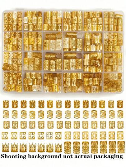 200pcs Cecillia Gold Hair Accessories, Braiding Hair Accessories, Women's Hair Accessories, Metal Hair Rings, Dreadlock Decorations, Beads, Bohemian Hair Clips, Learning Supplies, Hair Extensions, Hair Pieces, Headpieces, Hair Clips