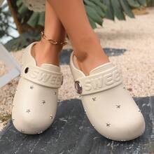 2026 Spring New Sweet & Cool Star Thick Sole Minimalist Non-Slip Closed Toe Slippers, Versatile Casual Beach Sandals - Khaki - View 1