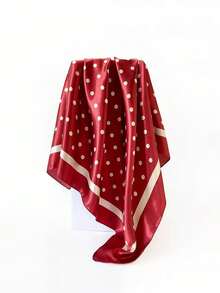 1条90cmX90cm时尚百搭多功能丝巾，简约波点大方巾，防晒披肩，头巾 - 彩色 - 查看 8