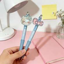 4pcs/Set Blue Kitty Retractable Ballpoint Pens, Suitable For School And Office Supplies - Sets - View 3