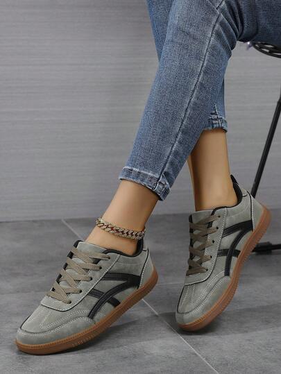 Zapatos de pareja talla grande Zapatillas de entrenamiento del ejército alemán retro para mujer | Zapatillas casuales vintage con puntera de ante | Zapatos cómodos para caminar todos los días