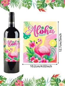 9张/套夏威夷风情防水酒瓶标签，热带主题贴纸，适用于香槟、葡萄酒瓶、沙滩派对、节日装饰、啤酒瓶、家庭聚会、节日礼物 - 夏威夷 - 查看 8